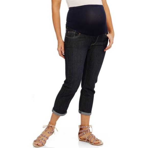 OH! MAMMA Blue Cuffed Capri Jeans with Full Panel  👶 NEW WITH TAG! - Picture 6 of 14